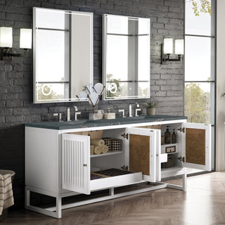 72 Inch Athens Dual Mount Vanity in Glossy White / Parisien Bleu Top