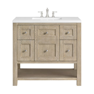 36 Inch Breckenridge Freestanding Vanity in Whitewashed Oak / White Zeus Top