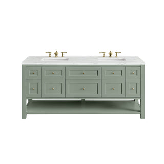 72 Inch Breckenridge Freestanding Vanity in Smokey Celadon / Ethereal Noctis Top