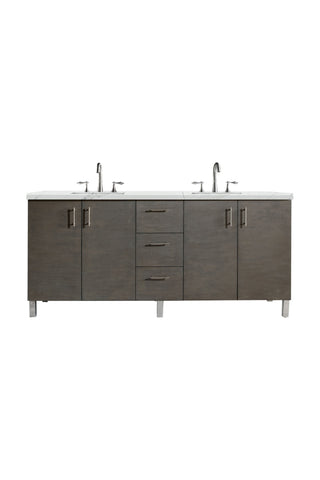 72 Inch Metropolitan Dual Mount Vanity in Silver Oak / Ethereal Noctis Top