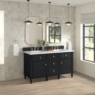 60 Inch Lorelai Freestanding Vanity in Black Onyx / White Zeus Top