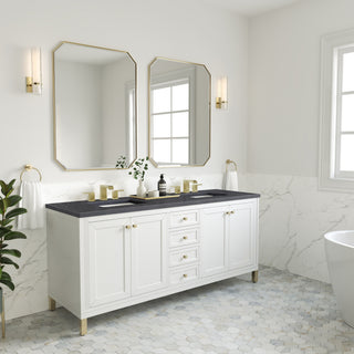 72 Inch Chicago Freestanding Vanity in Glossy White / Charcoal Soapstone Top