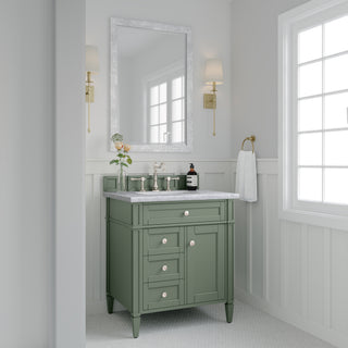30 Inch Brittany Freestanding Vanity in Smokey Celadon / Carrara White Top