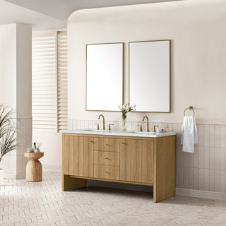 60 Inch Hudson Freestanding Vanity in Light Natural Oak / Lime Delight Top