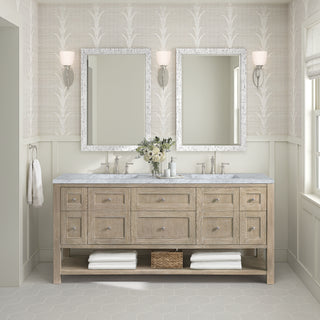 72 Inch Breckenridge Freestanding Vanity in Whitewashed Oak / Carrara White Top