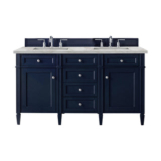 60 Inch Brittany Freestanding Vanity in Victory Blue / Victorian Silver Top