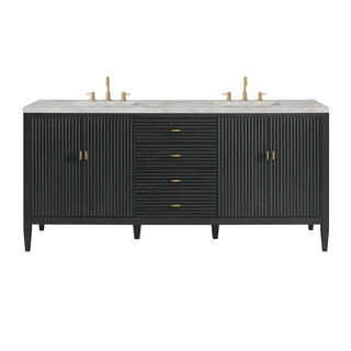 72 Inch Myrrin Freestanding Vanity in Carbon Oak / Victorian Silver Top