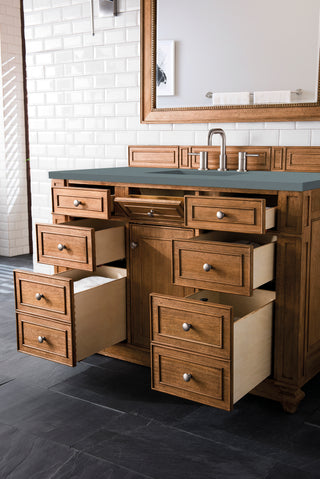 48 Inch Bristol Freestanding Vanity in Saddle Brown / Cala Blue Top