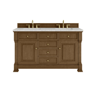 60 Inch Brookfield Freestanding Vanity in Honey Oak / Eternal Jasmine Pearl Top