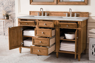 60 Inch Brittany Freestanding Vanity in Saddle Brown / Victorian Silver Top