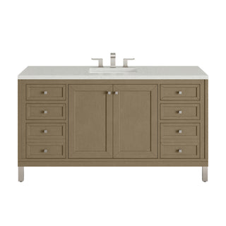 60 Inch Chicago Freestanding Vanity in Walnut Whisper / Lime Delight Top