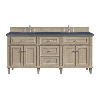 72 Inch Lorelai Freestanding Vanity in Whitewashed Oak / Charcoal Soapstone Top