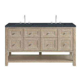 60 Inch Breckenridge Freestanding Vanity in Whitewashed Oak / Charcoal Soapstone Top