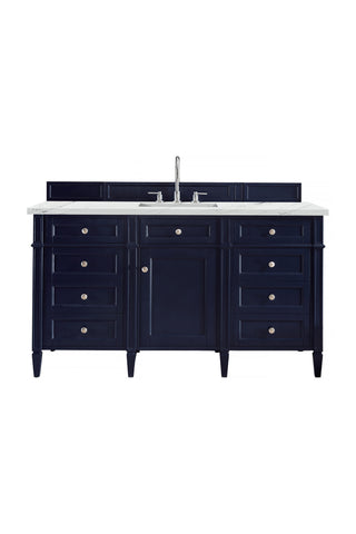 60 Inch Brittany Freestanding Vanity in Victory Blue / Ethereal Noctis Top
