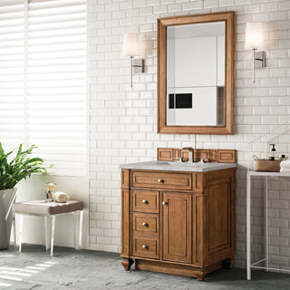 30 Inch Bristol Freestanding Vanity in Saddle Brown / Victorian Silver Top
