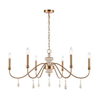 French Connection 38'' Wide 6-Light Chandelier - Satin Brass