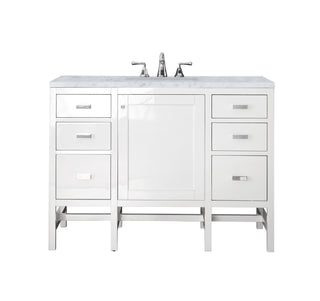 48 Inch Addison Freestanding Vanity in Glossy White / Carrara White Top