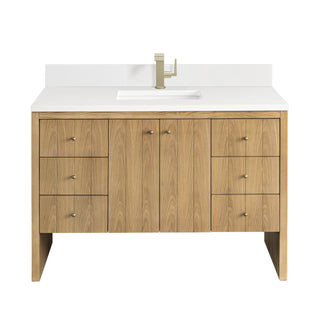 48 Inch Hudson Freestanding Vanity in Light Natural Oak / White Zeus Top