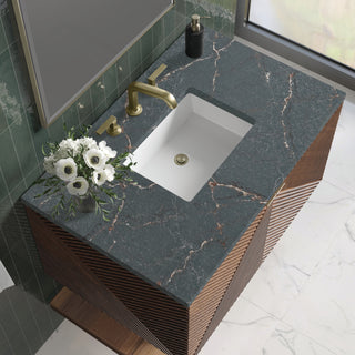 36 Inch Marcello Floating Vanity in Chestnut / Parisien Bleu Top