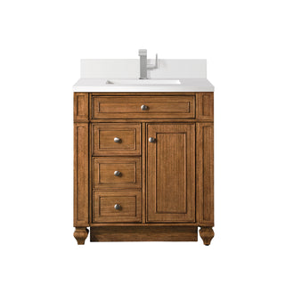 30 Inch Bristol Freestanding Vanity in Saddle Brown / White Zeus Top