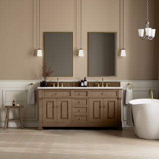 72 Inch Brookfield Freestanding Vanity in Pecan / Ethereal Noctis Top