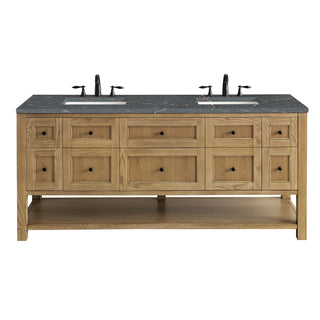 72 Inch Breckenridge Freestanding Vanity in Light Natural Oak / Parisien Bleu Top