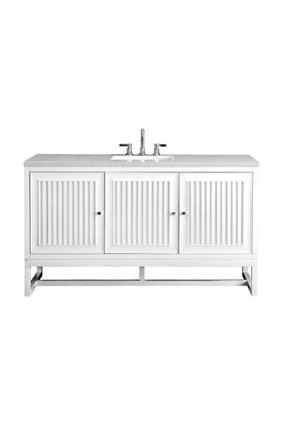 60 Inch Athens Dual Mount Vanity in Glossy White / Eternal Jasmine Pearl Top