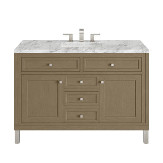 48 Inch Chicago Freestanding Vanity in Walnut Whisper / Carrara White Top