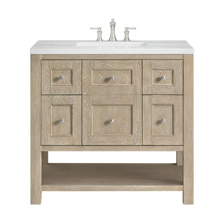 36 Inch Breckenridge Freestanding Vanity in Whitewashed Oak / Arctic Fall Top