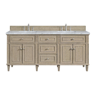 72 Inch Lorelai Freestanding Vanity in Whitewashed Oak / Carrara White Top