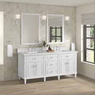 72 Inch Lorelai Freestanding Vanity in Bright White / Ethereal Noctis Top