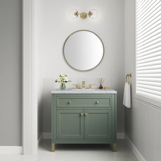 36 Inch Chicago Freestanding Vanity in Smokey Celadon / Carrara White Top