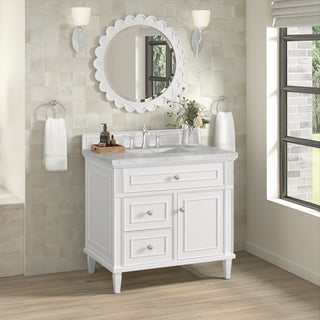 36 Inch Lorelai Freestanding Vanity in Bright White / Victorian Silver Top