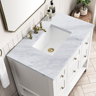 36 Inch Breckenridge Freestanding Vanity in Bright White / Carrara White Top