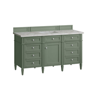 60 Inch Brittany Freestanding Vanity in Smokey Celadon / Victorian Silver Top