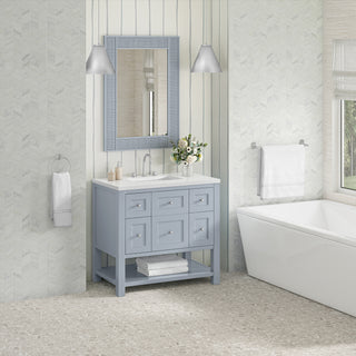 36 Inch Breckenridge Freestanding Vanity in Serenity Blue / White Zeus Top