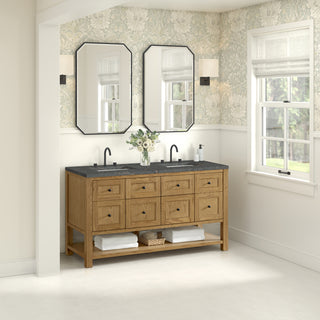 60 Inch Breckenridge Freestanding Vanity in Light Natural Oak / Parisien Bleu Top