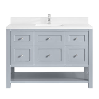 48 Inch Breckenridge Freestanding Vanity in Serenity Blue / White Zeus Top