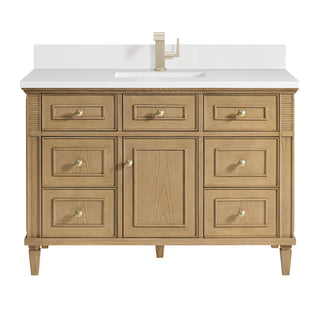 48 Inch Lorelai Freestanding Vanity in Light Natural Oak / White Zeus Top