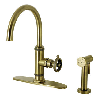 Levante One Handle Kitchen Faucet in Antique Brass