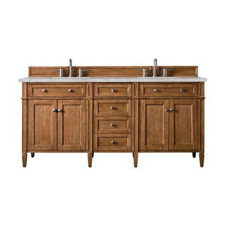 72 Inch Brittany Freestanding Vanity in Saddle Brown / Victorian Silver Top