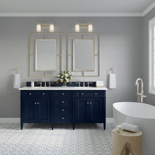 72 Inch Brittany Freestanding Vanity in Victory Blue / White Zeus Top