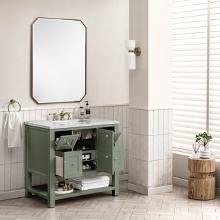 36 Inch Breckenridge Freestanding Vanity in Smokey Celadon / Arctic Fall Top