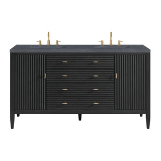 60 Inch Myrrin Freestanding Vanity in Carbon Oak / Charcoal Soapstone Top