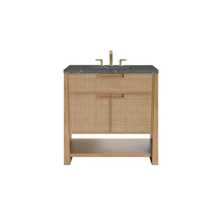 36 Inch Solene Freestanding Vanity in Seaside Oak / Parisien Bleu Top
