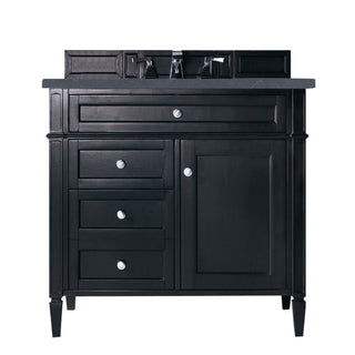 36 Inch Brittany Freestanding Vanity in Black Onyx / Charcoal Soapstone Top