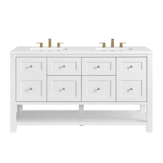 60 Inch Breckenridge Freestanding Vanity in Bright White / White Zeus Top