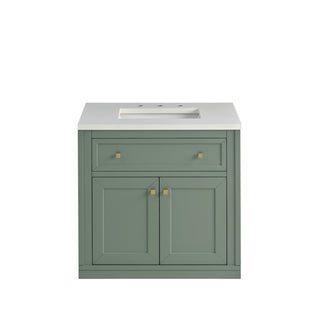 30 Inch Chicago Freestanding Vanity in Smokey Celadon / White Zeus Top