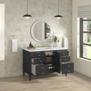 48 Inch Myrrin Freestanding Vanity in Carbon Oak / White Zeus Top