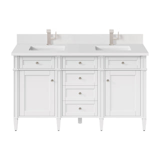 60 Inch Brittany Freestanding Vanity in Bright White / White Zeus Top
